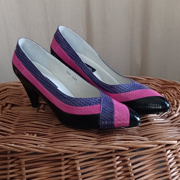 Vintage Lee Sands Geometric Snakeskin pumps size 6.5 - Picture 1 of 5